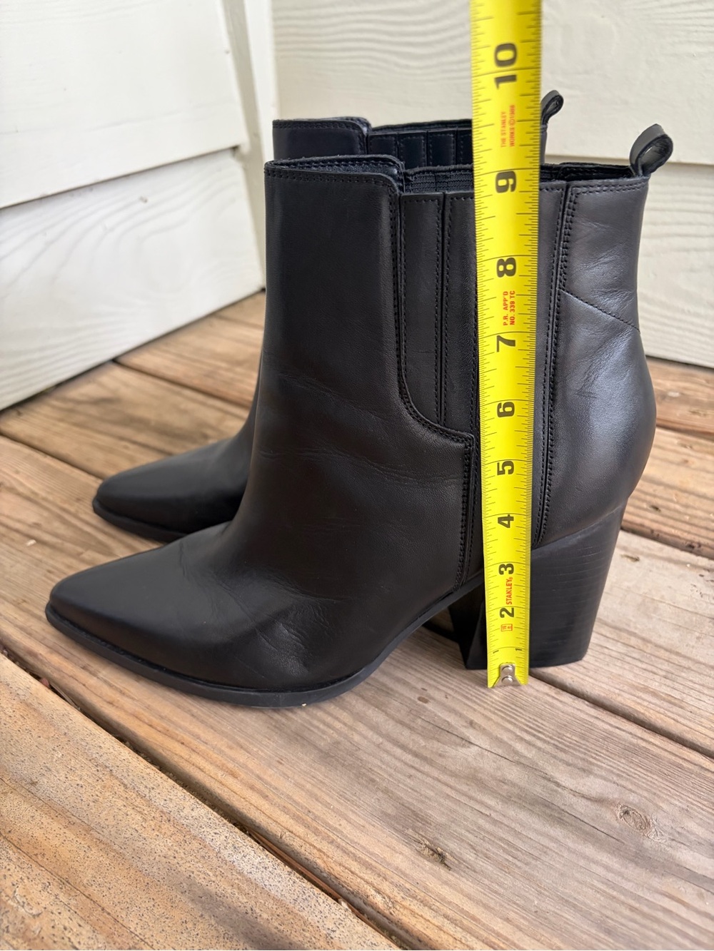 Black Leather Chelsea Ankle Boots Marc Fisher MLoshay Pointed Toe Women’s 12 - Picture 6 of 6